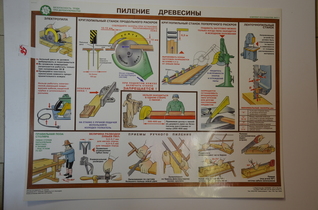 Плакат "Безопасность при деревообработке. Пиление древисины"