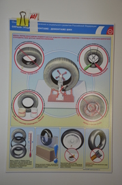 Плакат "Охрана труда при монтаже-демонтаже шин"